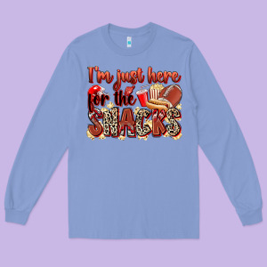 I'm Just Here For The Snacks American Football Long Sleeve Tee Designed By Zillion Design Studio