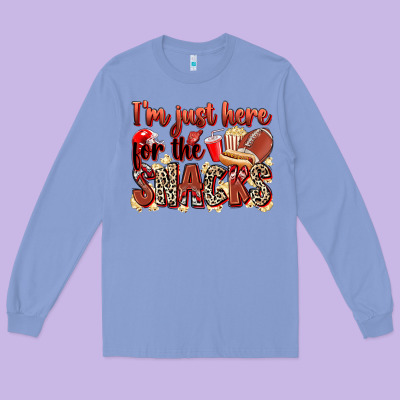 I'm Just Here For The Snacks American Football Long Sleeve Tee Designed By Zillion Design Studio