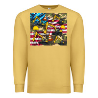 Antique Gold excavator American flag Premium Sweatshirt - Artiststas