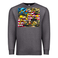 Charcoal Heather excavator American flag Premium Sweatshirt - Artiststas