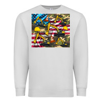 Dove Grey excavator American flag Premium Sweatshirt - Artiststas
