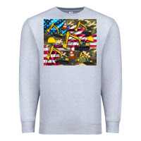 Heather Grey excavator American flag Premium Sweatshirt - Artiststas