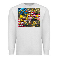 Oatmeal Heather excavator American flag Premium Sweatshirt - Artiststas