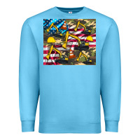 Ocean Blue excavator American flag Premium Sweatshirt - Artiststas