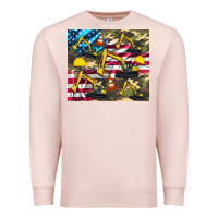 Pale Pink excavator American flag Premium Sweatshirt - Artiststas