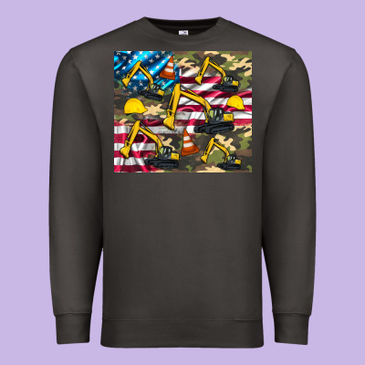 Excavator American Flag Premium Sweatshirt Designed By Artiststas