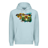 Blue Mist Oklahoma Map Sunflower Cactus Serape Premium Hoodie - RanaPortraitStore