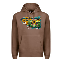 Chestnut Oklahoma Map Sunflower Cactus Serape Premium Hoodie - RanaPortraitStore