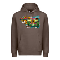 Coffee Oklahoma Map Sunflower Cactus Serape Premium Hoodie - RanaPortraitStore