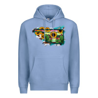 Colony Blue Oklahoma Map Sunflower Cactus Serape Premium Hoodie - RanaPortraitStore