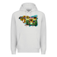 Dove Grey Oklahoma Map Sunflower Cactus Serape Premium Hoodie - RanaPortraitStore