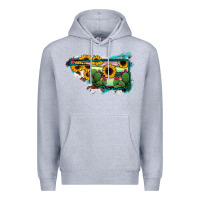 Heather Grey Oklahoma Map Sunflower Cactus Serape Premium Hoodie - RanaPortraitStore