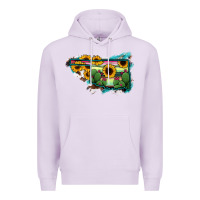 Lilac Oklahoma Map Sunflower Cactus Serape Premium Hoodie - RanaPortraitStore
