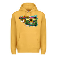 Mustard Oklahoma Map Sunflower Cactus Serape Premium Hoodie - RanaPortraitStore