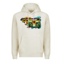 Oatmeal Heather Oklahoma Map Sunflower Cactus Serape Premium Hoodie - RanaPortraitStore