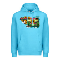 Ocean Blue Oklahoma Map Sunflower Cactus Serape Premium Hoodie - RanaPortraitStore
