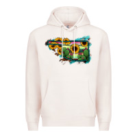 Pale Pink Oklahoma Map Sunflower Cactus Serape Premium Hoodie - RanaPortraitStore