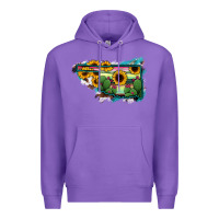 Purple Oklahoma Map Sunflower Cactus Serape Premium Hoodie - RanaPortraitStore