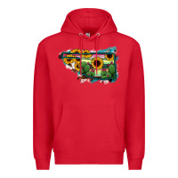 Red Oklahoma Map Sunflower Cactus Serape Premium Hoodie - RanaPortraitStore