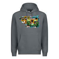 Rock Oklahoma Map Sunflower Cactus Serape Premium Hoodie - RanaPortraitStore