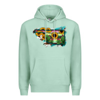 Seafoam Oklahoma Map Sunflower Cactus Serape Premium Hoodie - RanaPortraitStore
