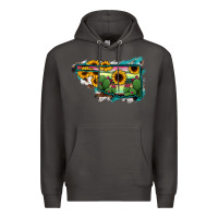 Smoke Oklahoma Map Sunflower Cactus Serape Premium Hoodie - RanaPortraitStore