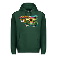 Sports Green Oklahoma Map Sunflower Cactus Serape Premium Hoodie - RanaPortraitStore