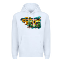 White Oklahoma Map Sunflower Cactus Serape Premium Hoodie - RanaPortraitStore