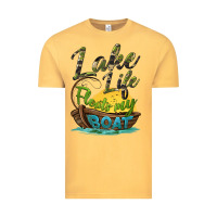Vintage Mustard lake life floats my boat Vintage Tee - BarkalooDesign