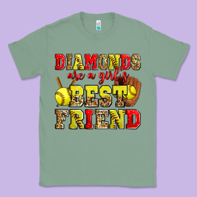 Diamonds Are A Girl's Best Friend Softball Classic Tee Designed By Zillion Design Studio
