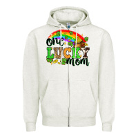 Oatmeal Heather One lucky mom St. Patricks Day Zipper Hoodie - Neo Western