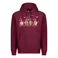 Burgundy love gnomes valentine's day Premium Hoodie - MaliasSmallBusiness