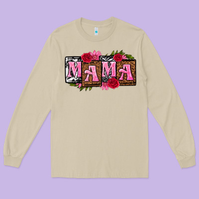Mama With License Letters Mothers Day Long Sleeve Tee Designed By Texasbilliewilder