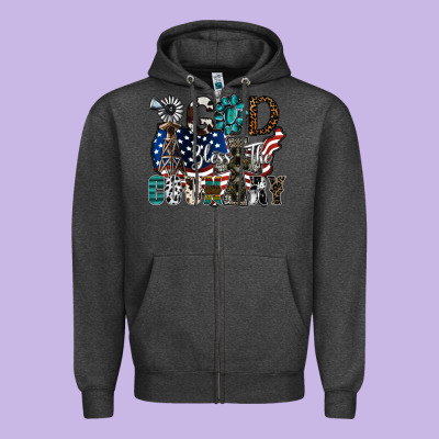 God Bless The Country Zipper Hoodie Designed By Sublimationcraftshop
