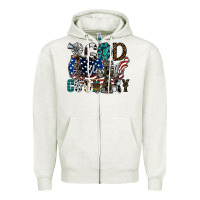 Oatmeal Heather god bless the country Zipper Hoodie - SublimationCraftShop