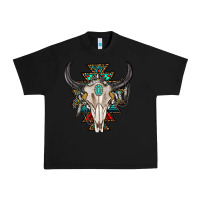 Black western aztec bull skull with gemstone Urban Heavy Tee - texasbilliewilder