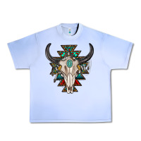 Grape Ice western aztec bull skull with gemstone Urban Heavy Tee - texasbilliewilder