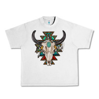 Lunar Rock western aztec bull skull with gemstone Urban Heavy Tee - texasbilliewilder