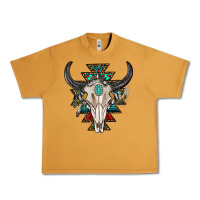 Peanut Butter western aztec bull skull with gemstone Urban Heavy Tee - texasbilliewilder