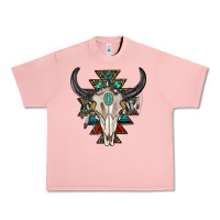 Salmon western aztec bull skull with gemstone Urban Heavy Tee - texasbilliewilder