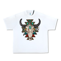 White western aztec bull skull with gemstone Urban Heavy Tee - texasbilliewilder