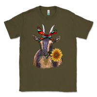 Army Green sunflower aztec ribbon goat Classic Tee - RanaPortraitStore