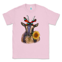 Bubblegum Pink sunflower aztec ribbon goat Classic Tee - RanaPortraitStore