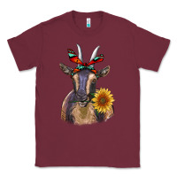 Burgundy sunflower aztec ribbon goat Classic Tee - RanaPortraitStore