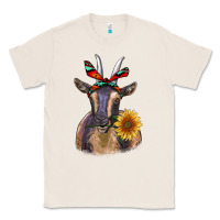 Natural sunflower aztec ribbon goat Classic Tee - RanaPortraitStore