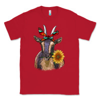 Red sunflower aztec ribbon goat Classic Tee - RanaPortraitStore