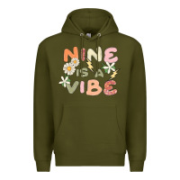 Army Green nine is a vibe Premium Hoodie - MaliasSmallBusiness