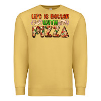 Antique Gold life is better with pizza Premium Sweatshirt - AdoDesignShop