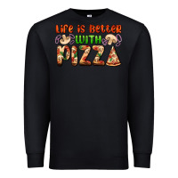 Black life is better with pizza Premium Sweatshirt - AdoDesignShop