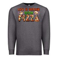 Charcoal Heather life is better with pizza Premium Sweatshirt - AdoDesignShop